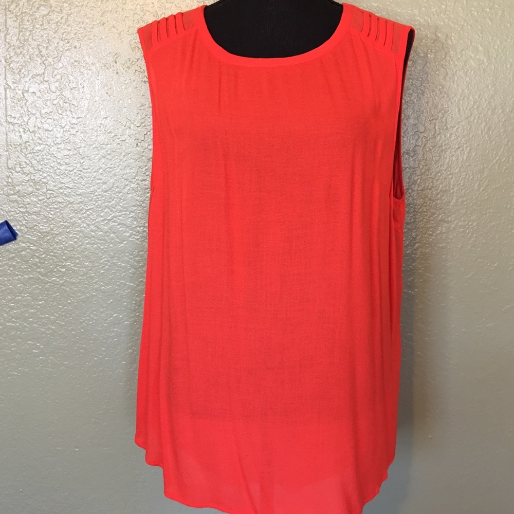 Orange tunic w/ladder back & shoulder detail